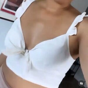 Express White Ruffle Strap Tank Top